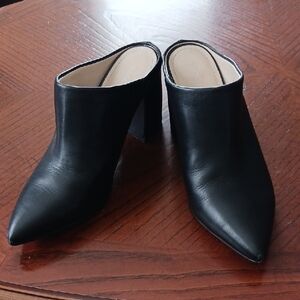 Marc Fisher Black Leather Mules